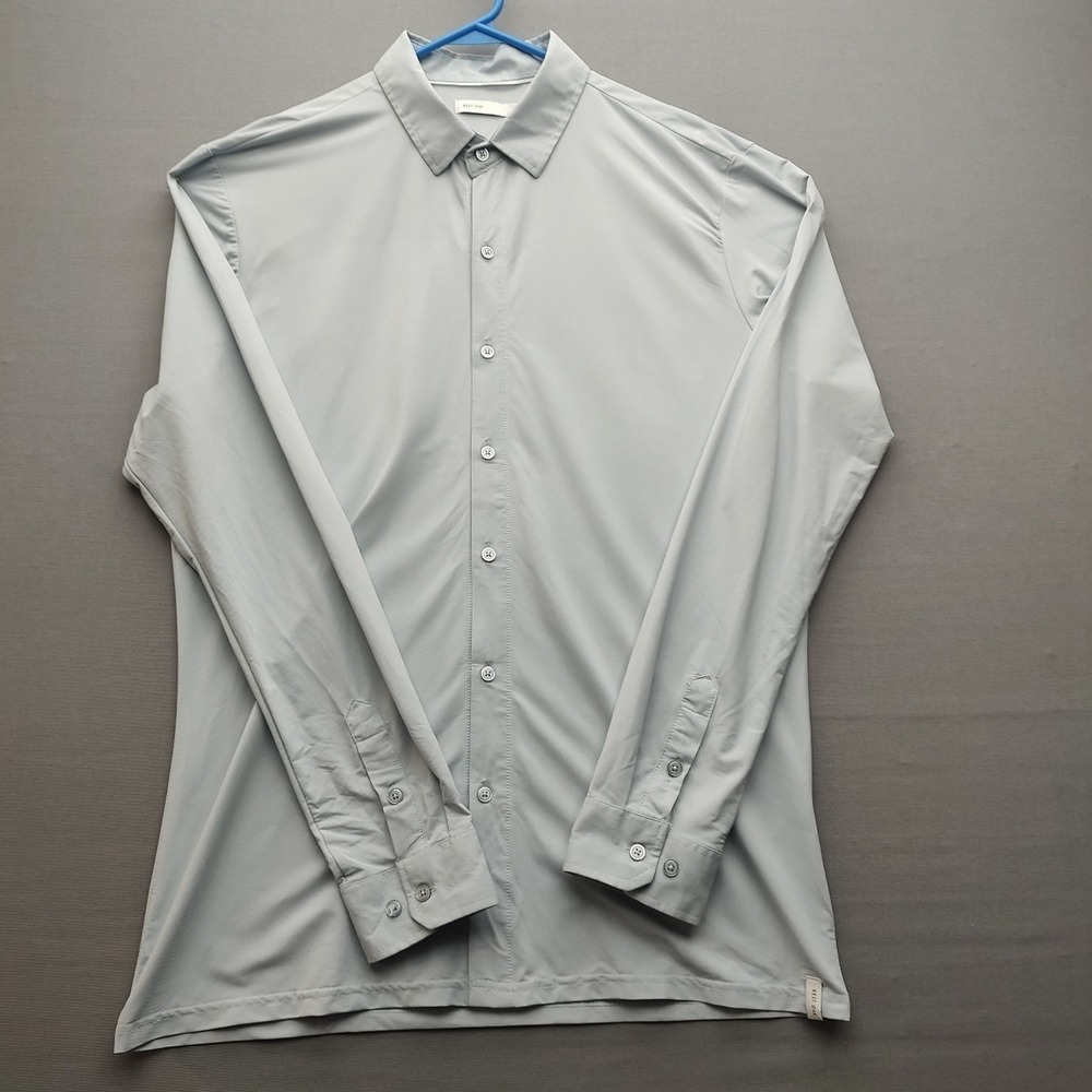 West Oak Infiniti Blue Men's Button Up Shirt Long Sleeve Large